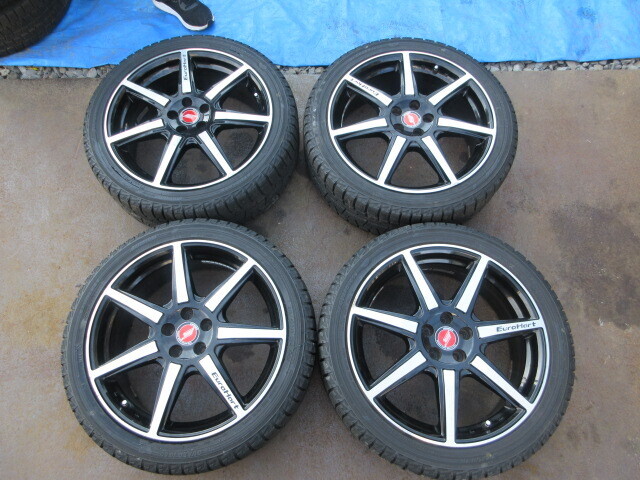 EUROHART 18インチ アルミホイルタイヤ4本 18×7J OFF50 PCD100 5穴 ENKEI YOKOHAMA iceGUARD 215/45R18 １９番