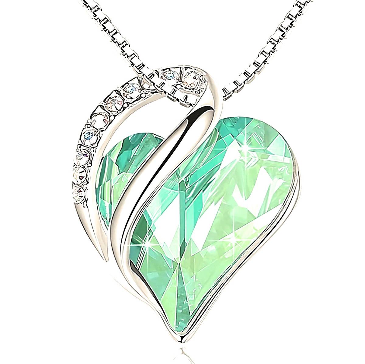 新品★送料無料★若草色ペリドットハート 虹ダイヤ プラチナ仕上 925シルバーネックレス 誕生日プレゼント旅行連休冬休ギフト国内発送