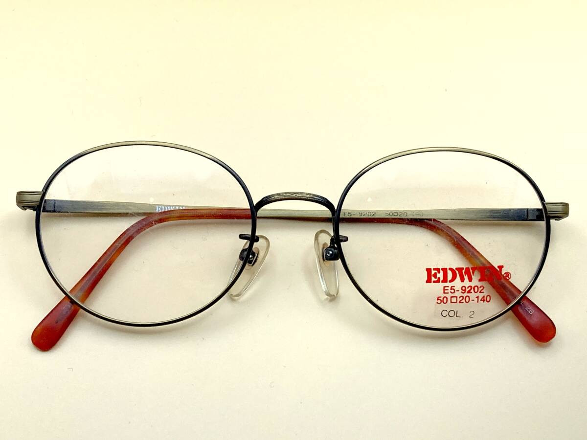 デッドストック EDWIN メタル 眼鏡 E5-9202 50 ビンテージゴールド オーバル 未使用 丸 ボストン ビンテージ 未使用 レトロ エドウィン
