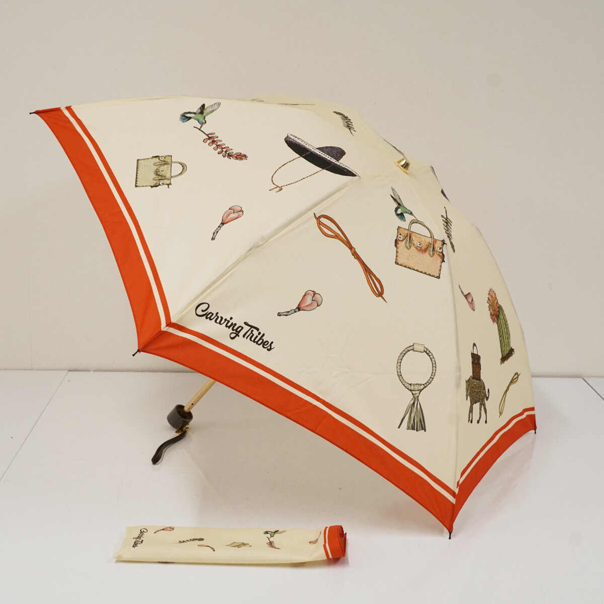 折りたたみ傘 GRACE CONTINENTAL グレースコンチネンタル USED美品 晴雨兼用 ベージュ 50cm FS9476