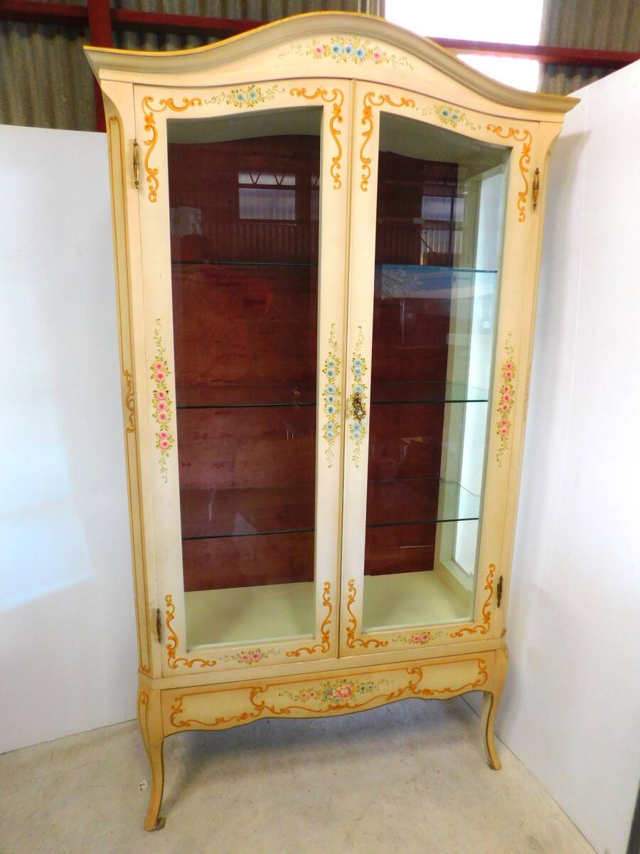 t199 Carate Brianza (Mi) ロココ調 猫脚 アンティーク キュリオケース ガラス ショーケース キャビネット 飾り棚 コレクションケース