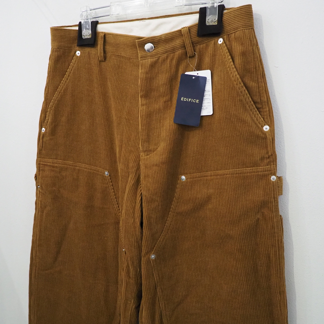 新品 定価37400円 E エディフィス 24aw 上質 コーデュロイ 日本製 ダブルニー ペインター パンツ ブラウン ベージュ 48 メンズ L ウール 冬