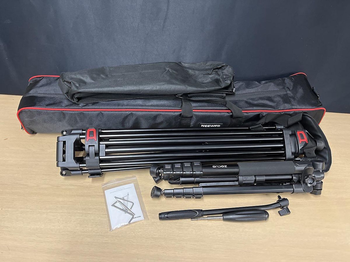 NEEWER　189cm　プロビデオ三脚　TP75　フルード雲台　ダブルシャンク　高耐久　ビデオ　動画　大型三脚　最大荷重10kg ★