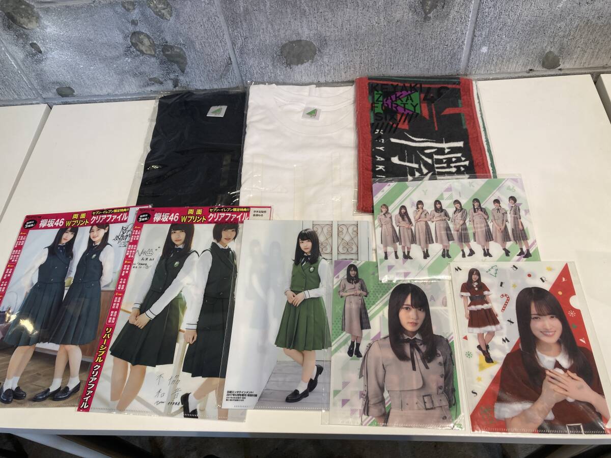 25115051 欅坂46 グッズまとめ売り 未開封Tシャツ2枚 スポーツタオル1枚 リバーシブルクリアファイルA4 2枚 B5 1枚 A5 1枚
