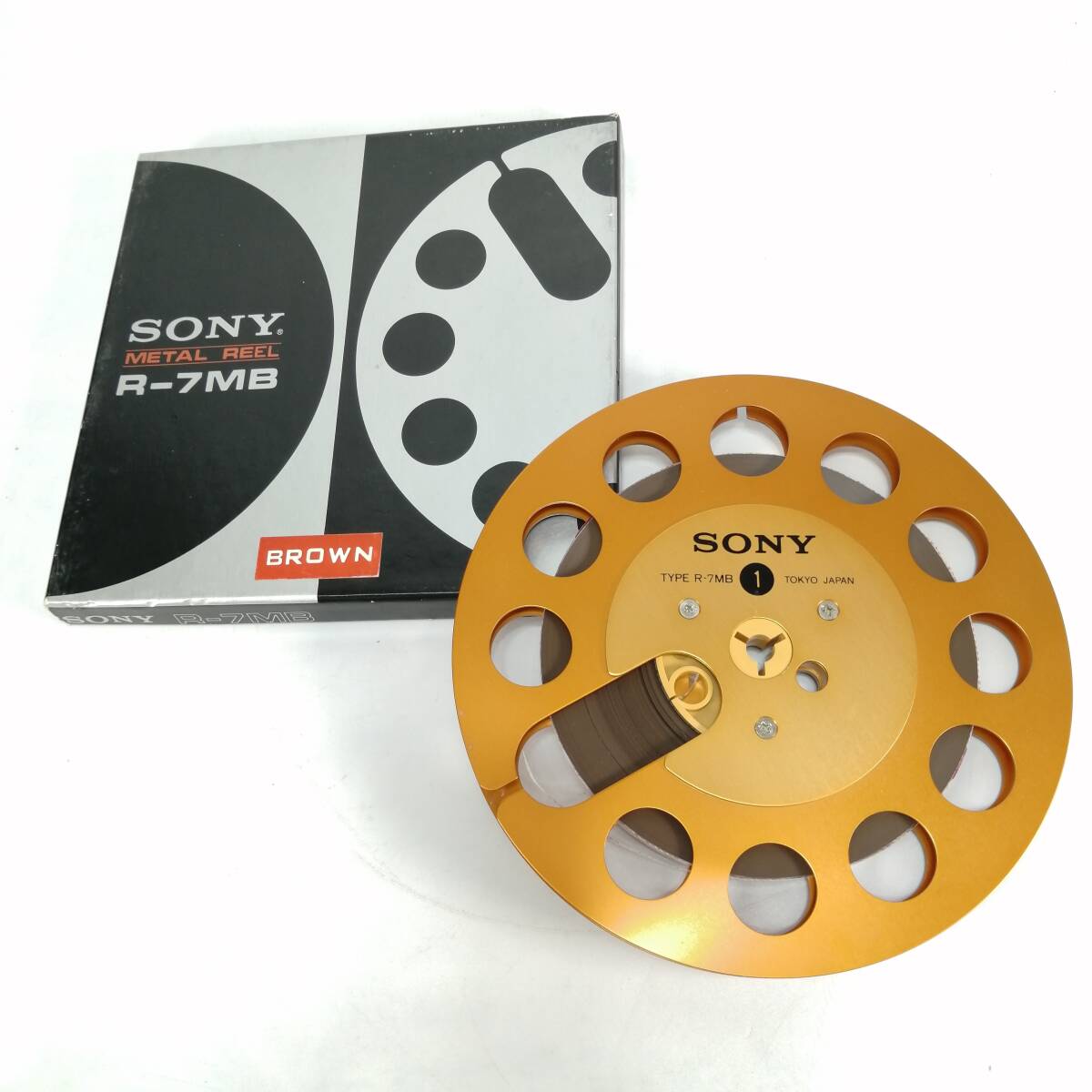 未使用 オープンリール SONY テープ 7号 R-7MB brown metal REEL メタルリール ソニー 現状品