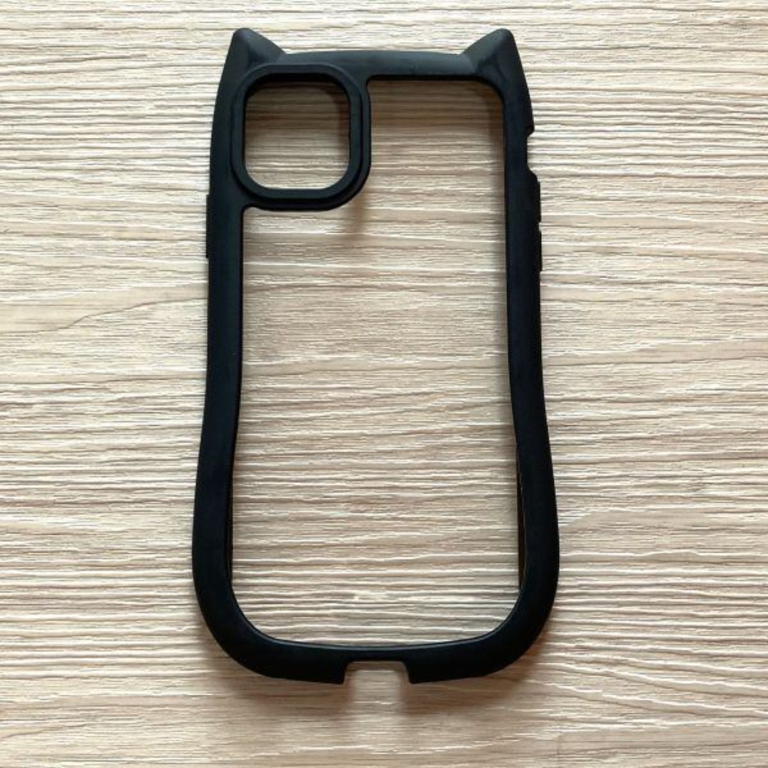 iPhone 11 ソフトケース ブラック カバー TPU 猫耳 ストラップホール 管理176-7