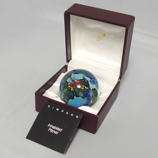 美品★Josh Simpson Inhabited Planet ペーパーウェイト 地球 宇宙 自然 プラネット ジョシュ・シンプソン★