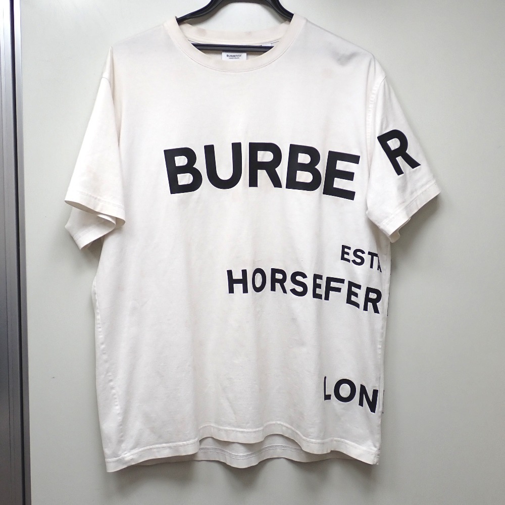 Ft633011 バーバリー 半袖Ｔシャツ HORSE FERRY PRINT ホワイト S メンズ BURBERRY 中古