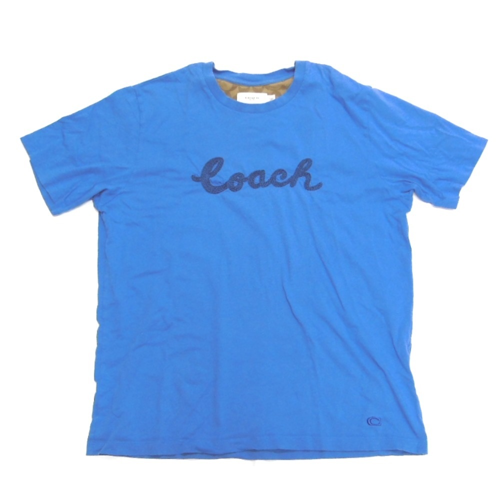 NA49511 コーチ 半袖Tシャツ ロゴ刺繍 F68807 ブルー系 #L メンズ COACH 中古