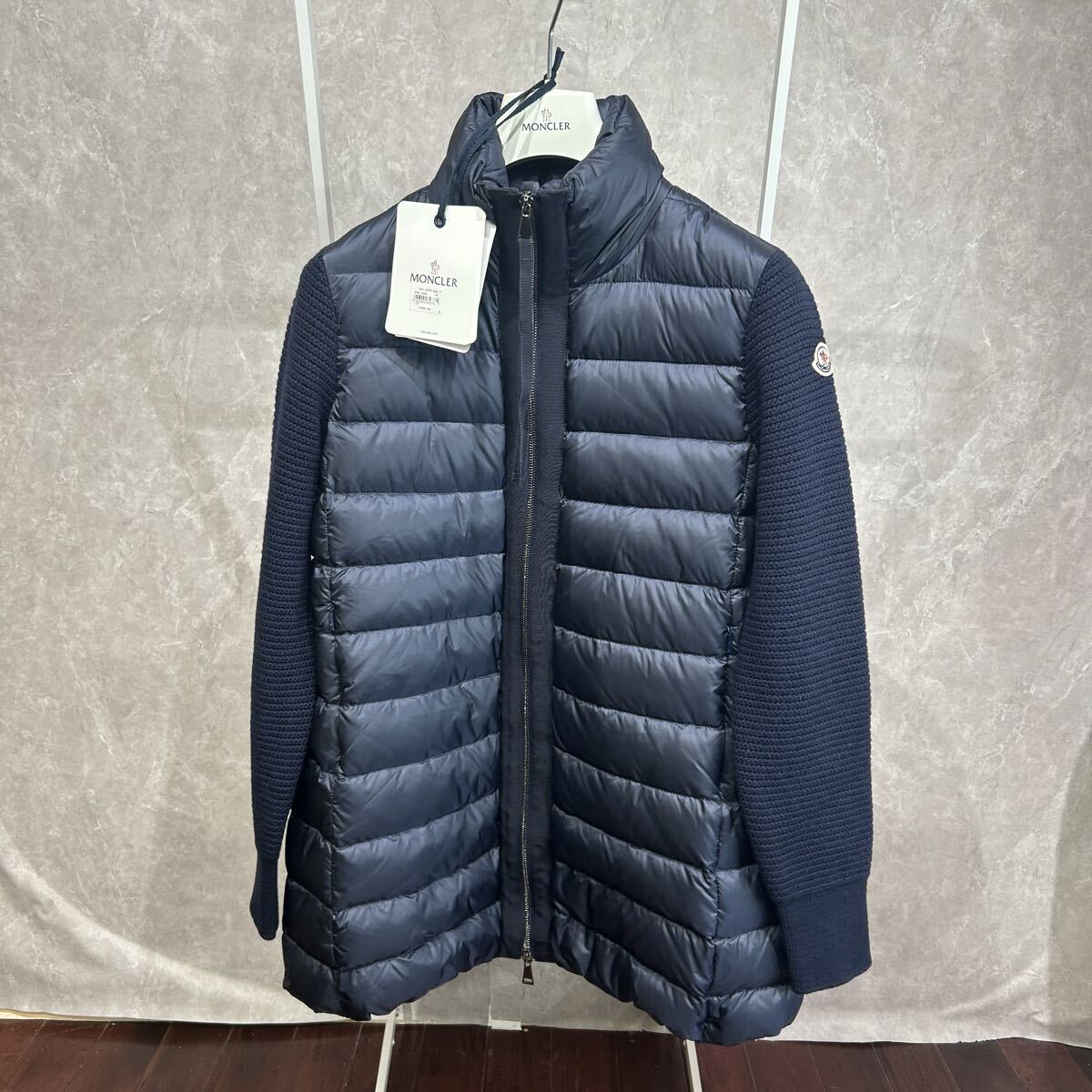 【タグ付き】【極美品】 MONCLER モンクレール ダウンジャケットニットネイビーS