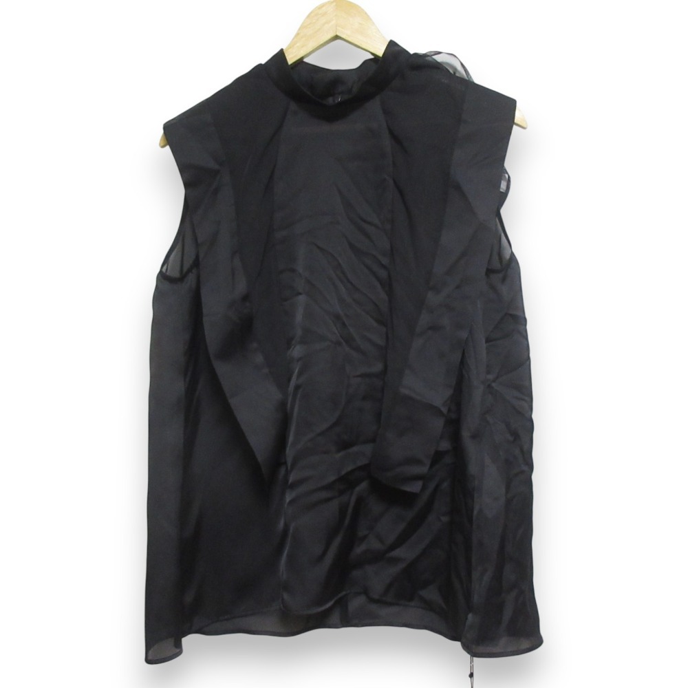 未使用 25SS sacai サカイ SATIN CHIFFON PULLOVER サテンシフォン プルオーバー ブラウス 25-07924 サイズ3 ブラック
