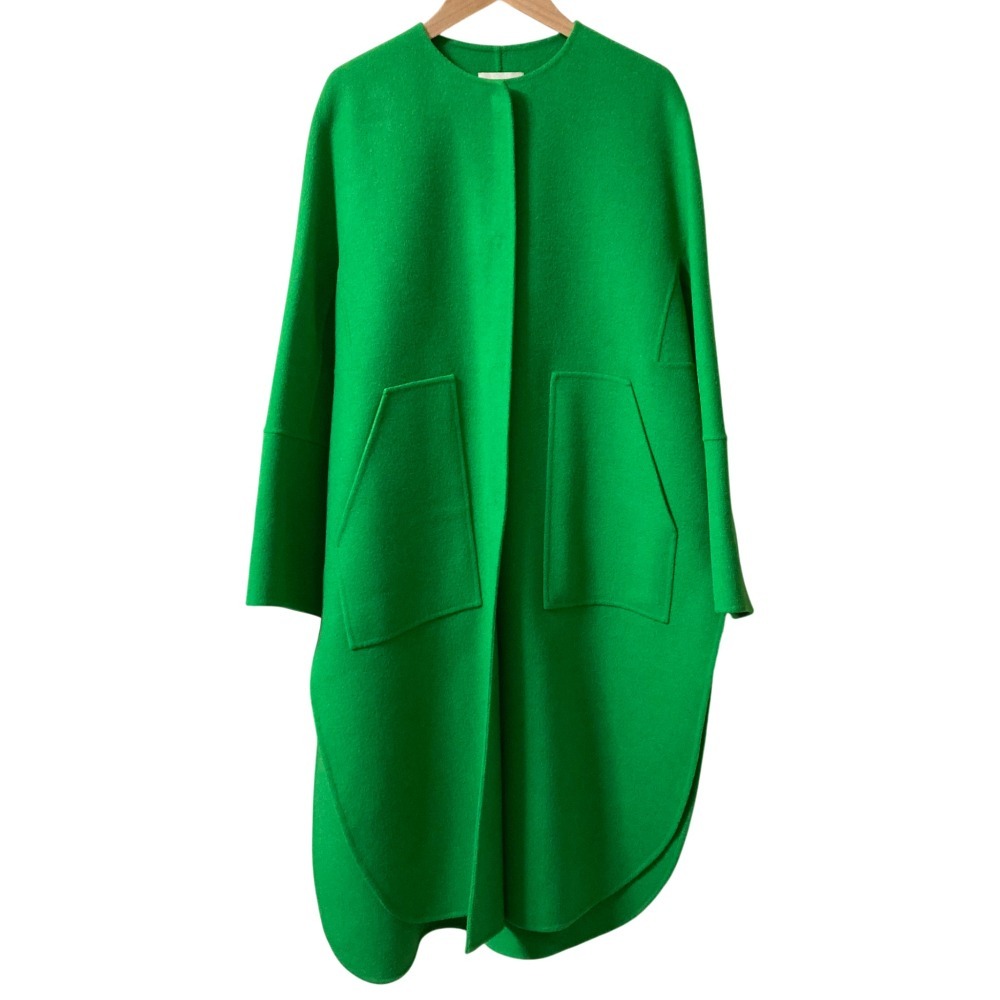 未使用 22AW LE PHIL ルフィル ソフトウールリバーノーカラーコート 534-2250003 サイズ0 グリーン