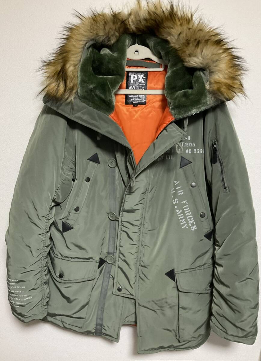 AVIREX / アヴィレックス N-3B ロゴ ステンシルプリント 中綿入 ファー付き フライトジャケット / 未使用品 / サイズ L / A1645