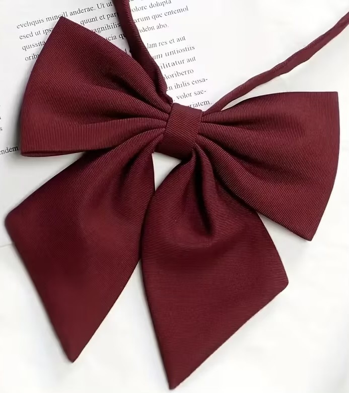新品！可愛いスクールリボンタイ*無地エンジワインカラー／送140〜