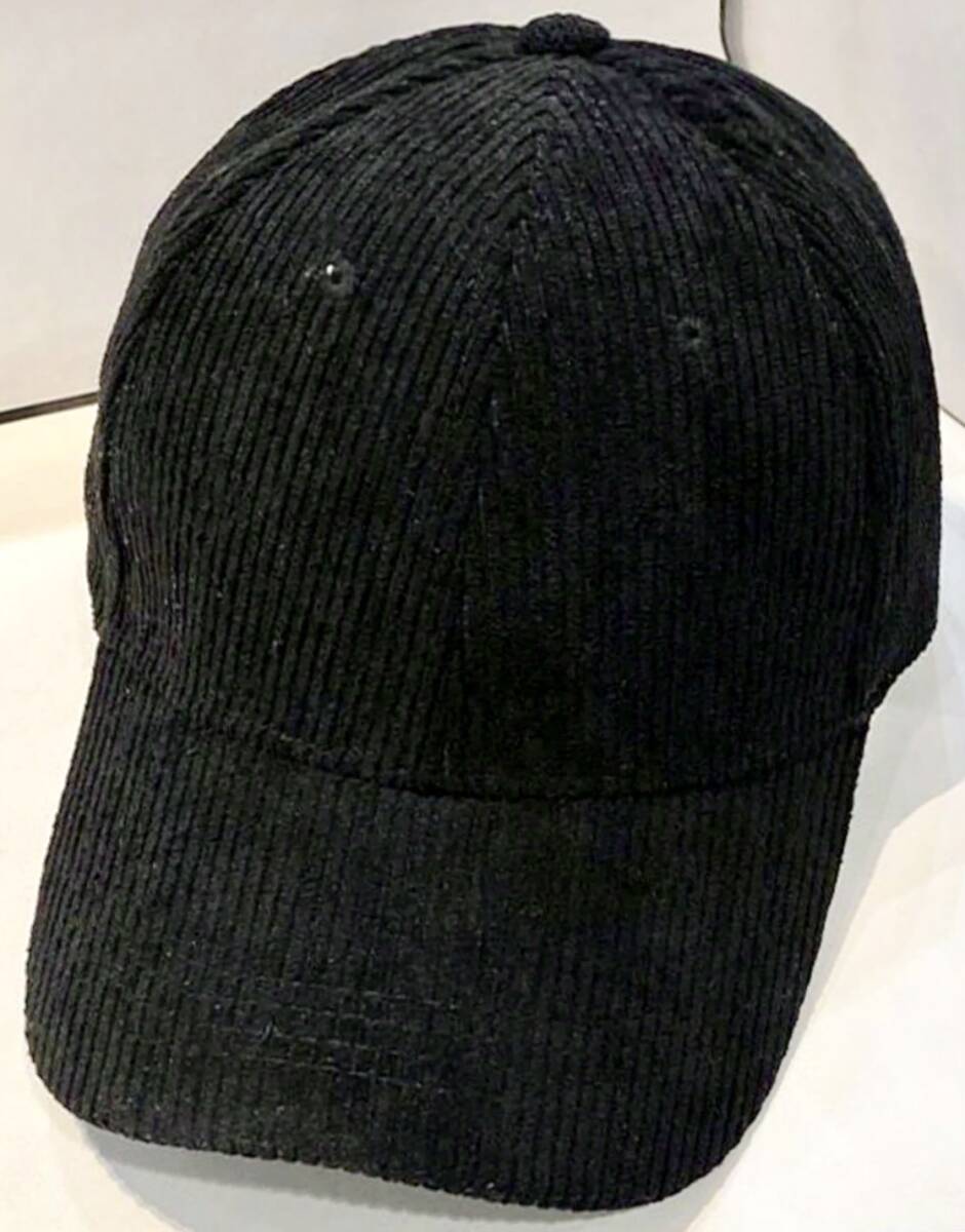 新品！薄手のコーデュロイ キャップ ブラック／ユニセックス キャップ／送290〜