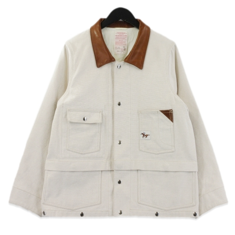 NICENESS ナイスネス カバーオール NN-1501B14 EDEN エデン レザー切替 オックスジャケット 24AW ベージュ M 70017315
