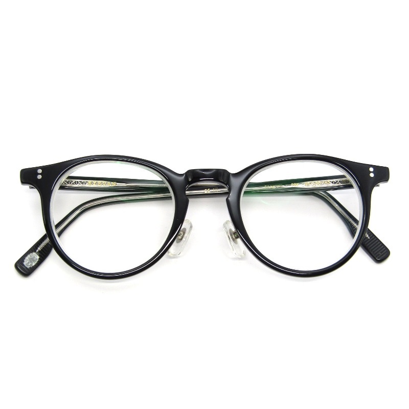 美品 EYEVAN アイヴァン メガネフレーム Stag 45 度入り 日本製 スタッグ ボストン 2PINカシメ 埋み丁番 PBK ピアノブラック 65009123