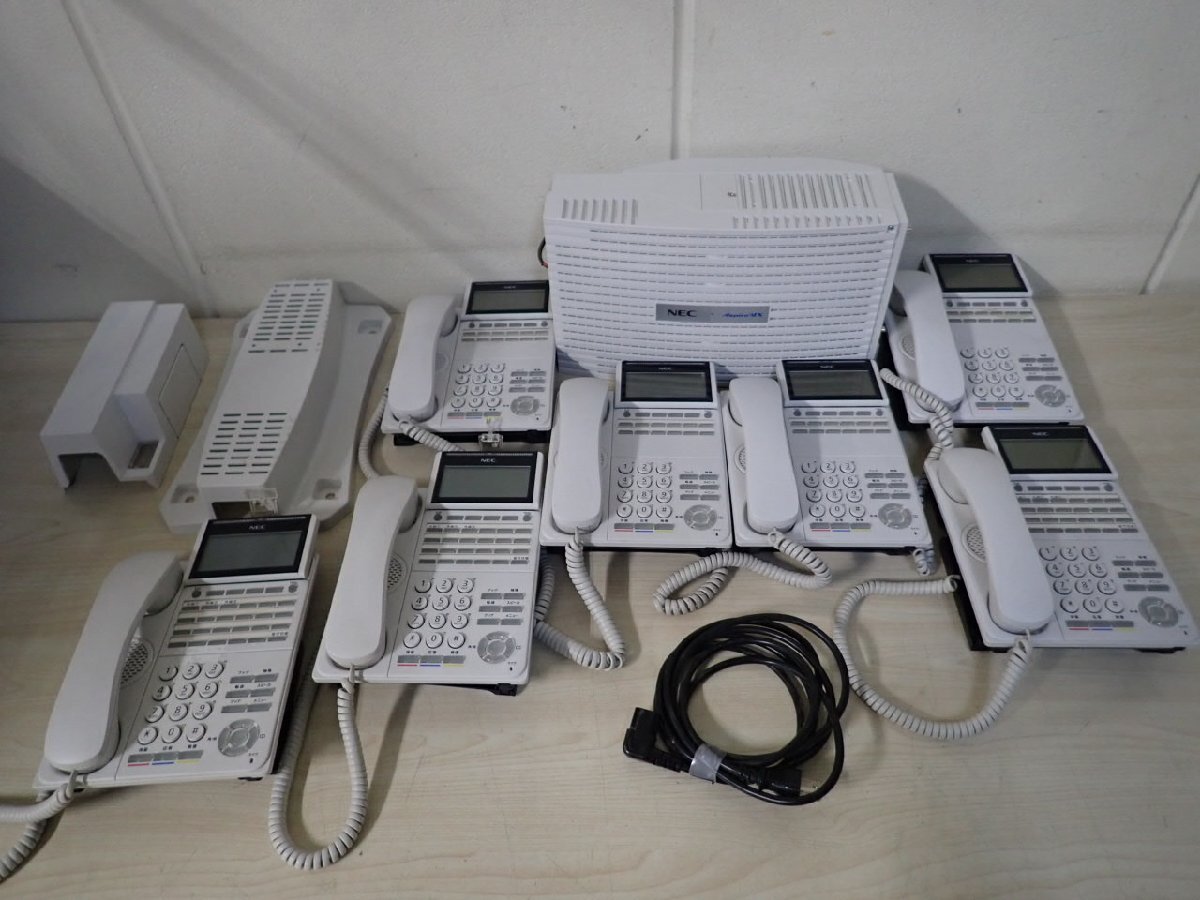 NEC Aspire WX 主装置 IP8D-3KSU-B1 + DT500(DTK-12D-1D)×4 (DTK-24D-1D)×3台セット 通電OK 初期化済 業務用 ビジネスフォン PBX(@1496)