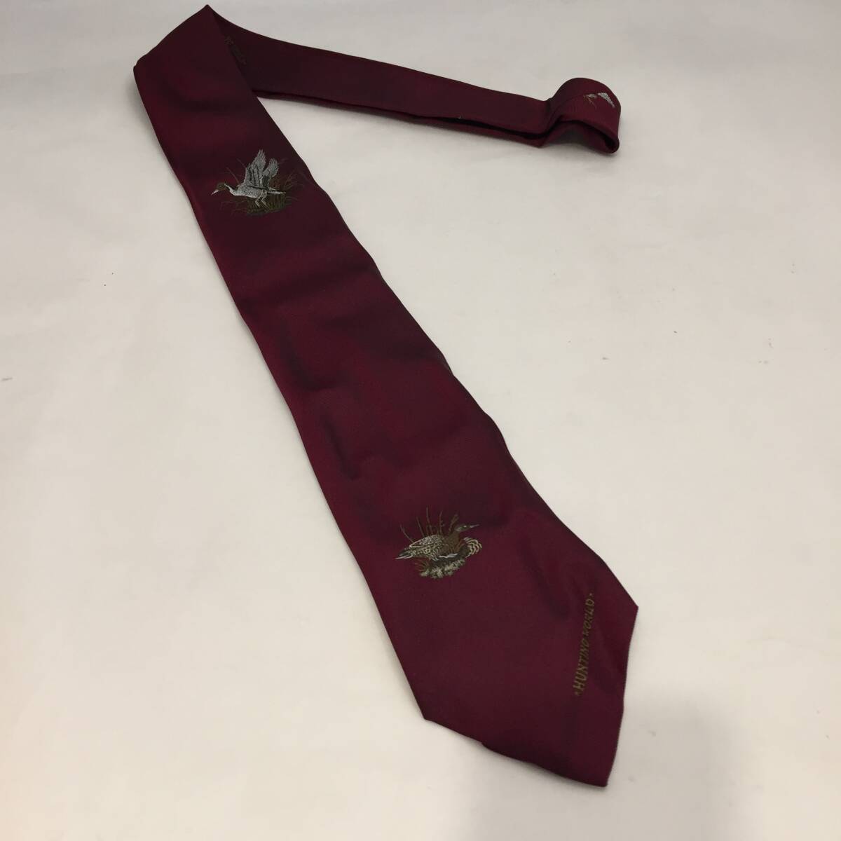 F110505◎⑫鳥 ワインレッド HUNTING WORLD ハンティング・ワールド ネクタイ シルク100％ バジル・エド イタリア製◎