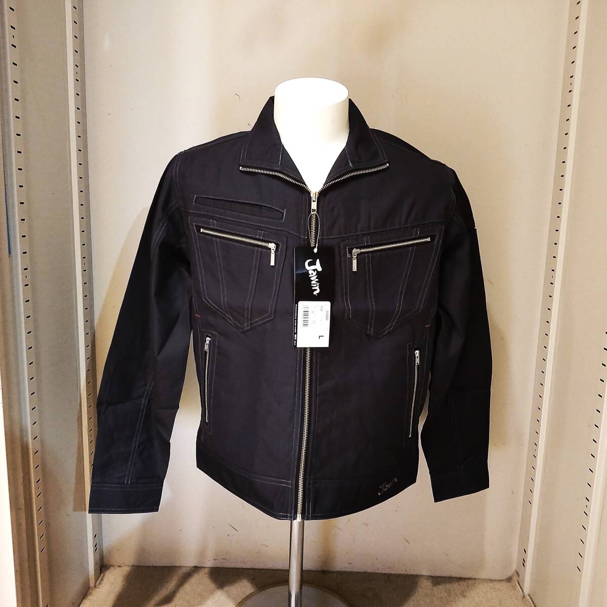 Y111710■⑩未使用 Jawin 55800 春夏 長袖ジャンパー フルジップ Lサイズ ブルゾン シックブラック 作業服 作業着 保管品■
