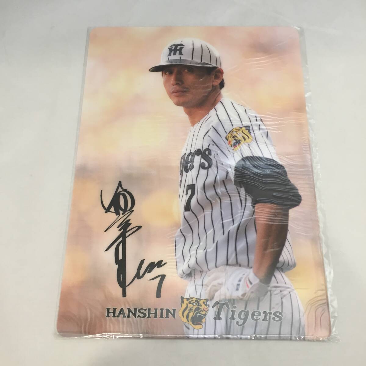 F111806◎未使用 下敷き 真弓明信 阪神タイガース HANSHIN Tigers 野球 プロ野球 選手 文房具 文具 縦約25.5㎝×横約18.2㎝◎
