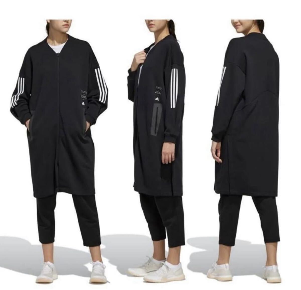 アディダス　スエットロングジャケットワンピースsize Lバスト幅55 丈92