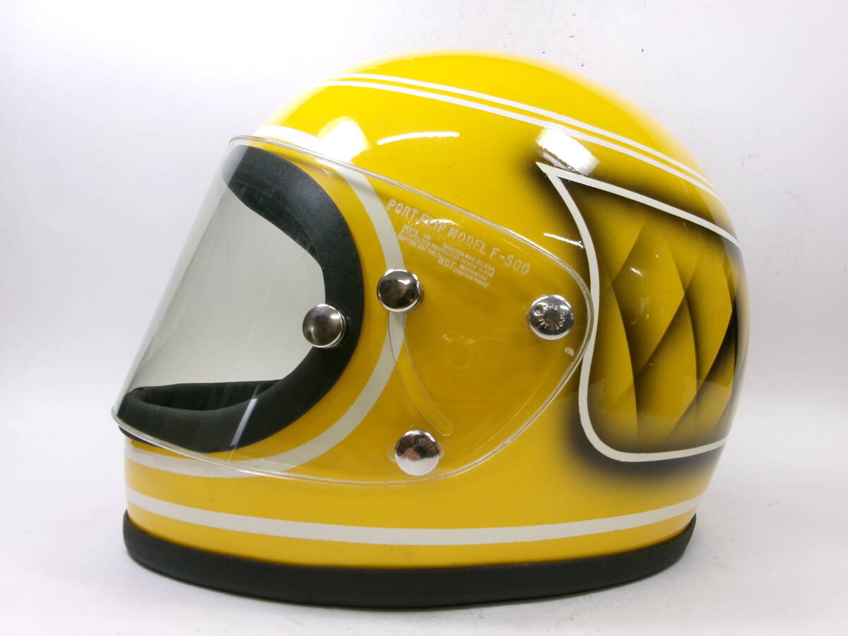 レア！70s FURY フルフェイスヘルメット YELLOW 純正シールド付き 目深加工済み L ★70年代 ASC アーサーフルマー AF50 BELL STAR CHOPPER 