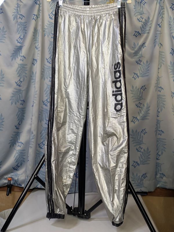 アディダス サイズO-XO 下 ボトムス エナメル メタリックシルバー サウナスーツ ピステ グラコン adidas エクササイズ Vジャン ダイエット