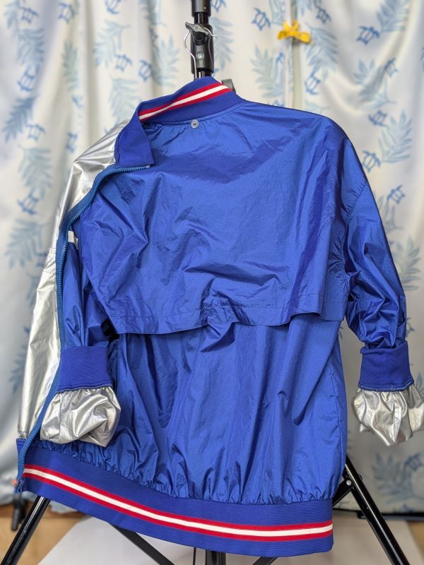 Y2K チャンピオン 良 L 上着 青 ナイロン ウインドブレーカー ジャケット champion 裏アルミコーティング サウナダイエット エクササイズ
