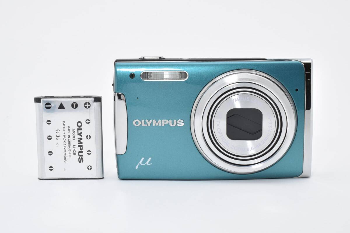 美品＊オリンパス Olympus μ1060 エメラルドグリーン AF 7x Optical Zoom バッテリー付き コンパクトデジタルカメラ 