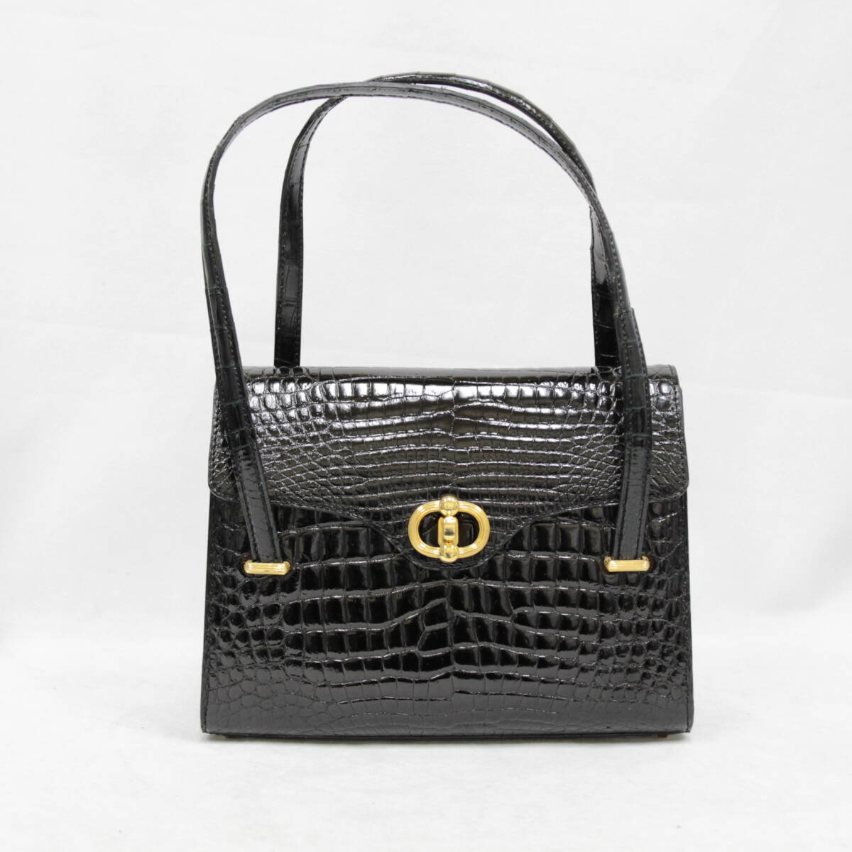 ☆Anb Colliy Paris クロコダイル ハンドバッグ ワニ革 ゴールド金具 2504-K0365K(NT)