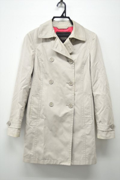 KM722●中古品●COACH コーチ　トレンチコート　XS　ベージュ系　レディース