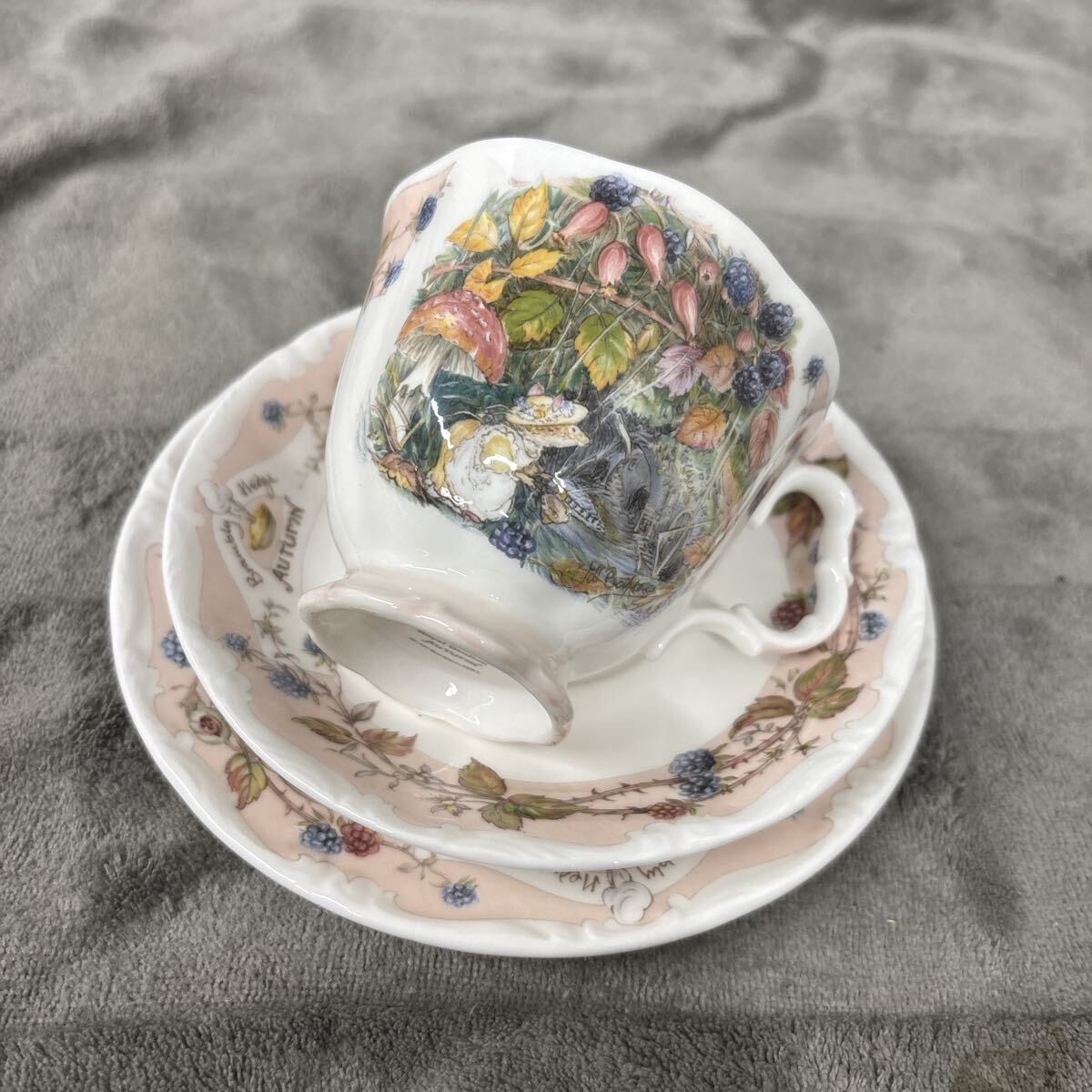 ロイヤルドルトン　ブランブリーヘッジ　秋　Autumn 　トリオ　　四季　中古　保管品