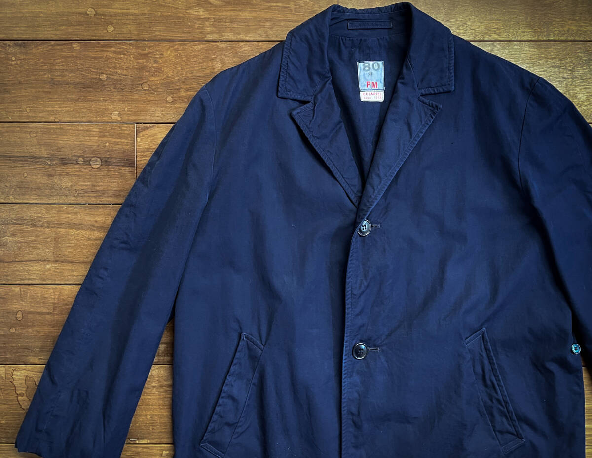 希少 1960年代◆フランス軍 コットンコート◆ミリタリーコート シングルステンカラー◆NAVY ネイビー◆ヴィンテージ 状態良好◆無双仕立 