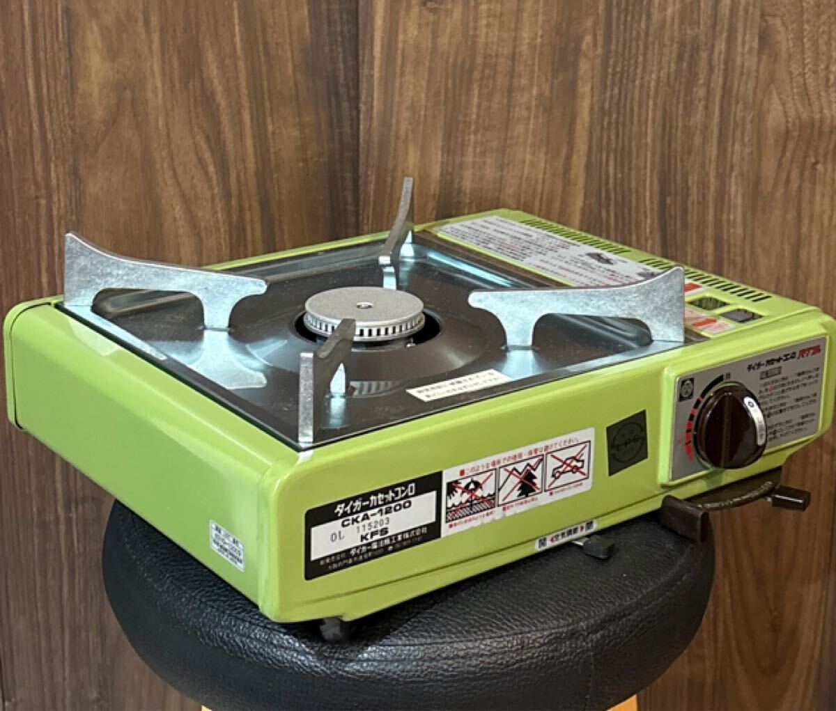 希少 未使用 当時物 【 タイガー カセットコンロ パワフル CKA-1200 グリーン 箱取説付き 1983年製 】 アンティーク レトロ 廃版品 レア