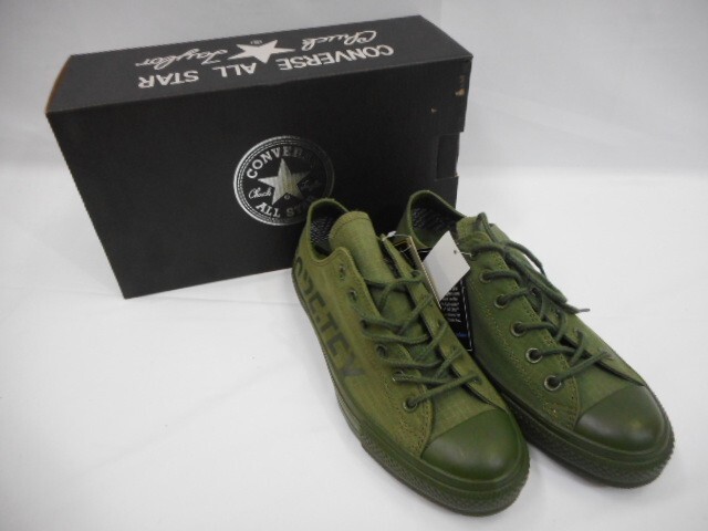 77 送80サ 1125YD08 Converse ALL STAR 100 GORE-TEX SIDELOGO MN OX コンバース オリーブ サイズ26.5cm 未使用