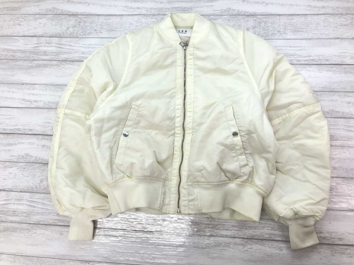 エーイーアール アダムエロペ AER ADAM ET ROPE' ジップアップ MA-1 中綿ブルゾン ボンバージャケット レディース ナイロン100% F 白