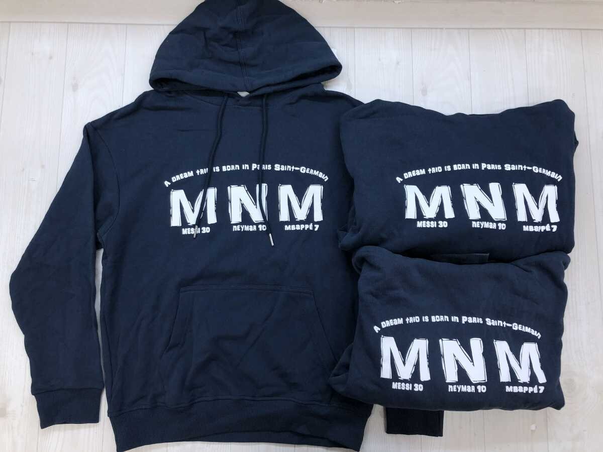 パリサンジェルマン Paris Saint-Germain サッカー MNM メッシ ネイマール エムバペ プリント スウェット パーカー 3点セット メンズ L 紺