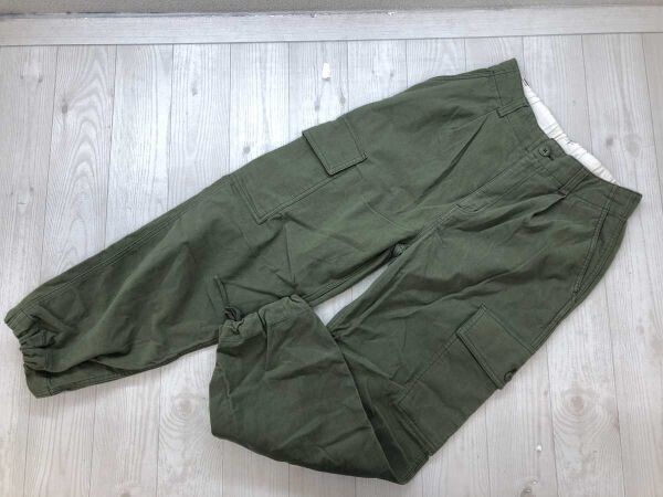 ニコアンド niko and... ミリタリー アメカジ ストリート 起毛 アンクル丈 カーゴ パンツ ボトムス レディース ウエスト後ろゴム M カーキ