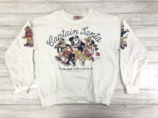 キャプテンサンタ Captain Santa レトロ オールド アメトラ トナカイ キャラクター プリント スウェット トレーナー メンズ アイボリー