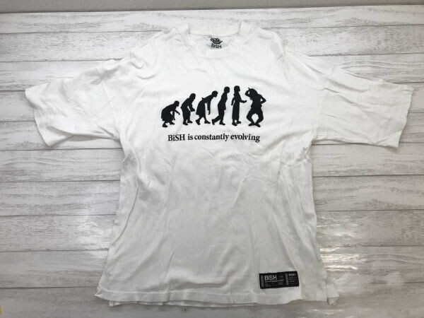 GU ジーユー ビッシュ BiSH コラボ ハシヤスメ・アツコ デザイン シルエットプリント 清掃員 半袖Tシャツ メンズ コットン100% M 白