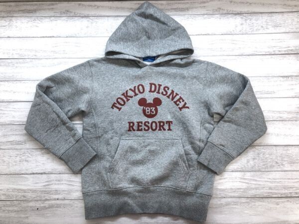 TOKYO Disney RESORT 東京ディズニーリゾート カレッジプリント 裏起毛 スウェット パーカー メンズ レディース 男女兼用 S 杢グレー