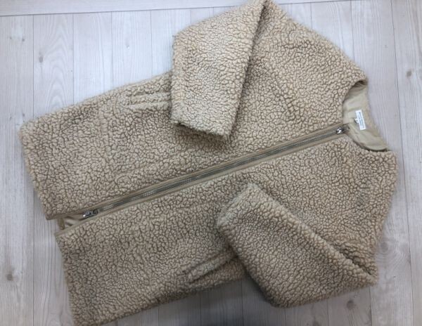 ユナイテッドアローズ UNITED ARROWS アウトドア ストリート モード 古着 ノーカラー ボアフリース ジップ コート レディース M ベージュ