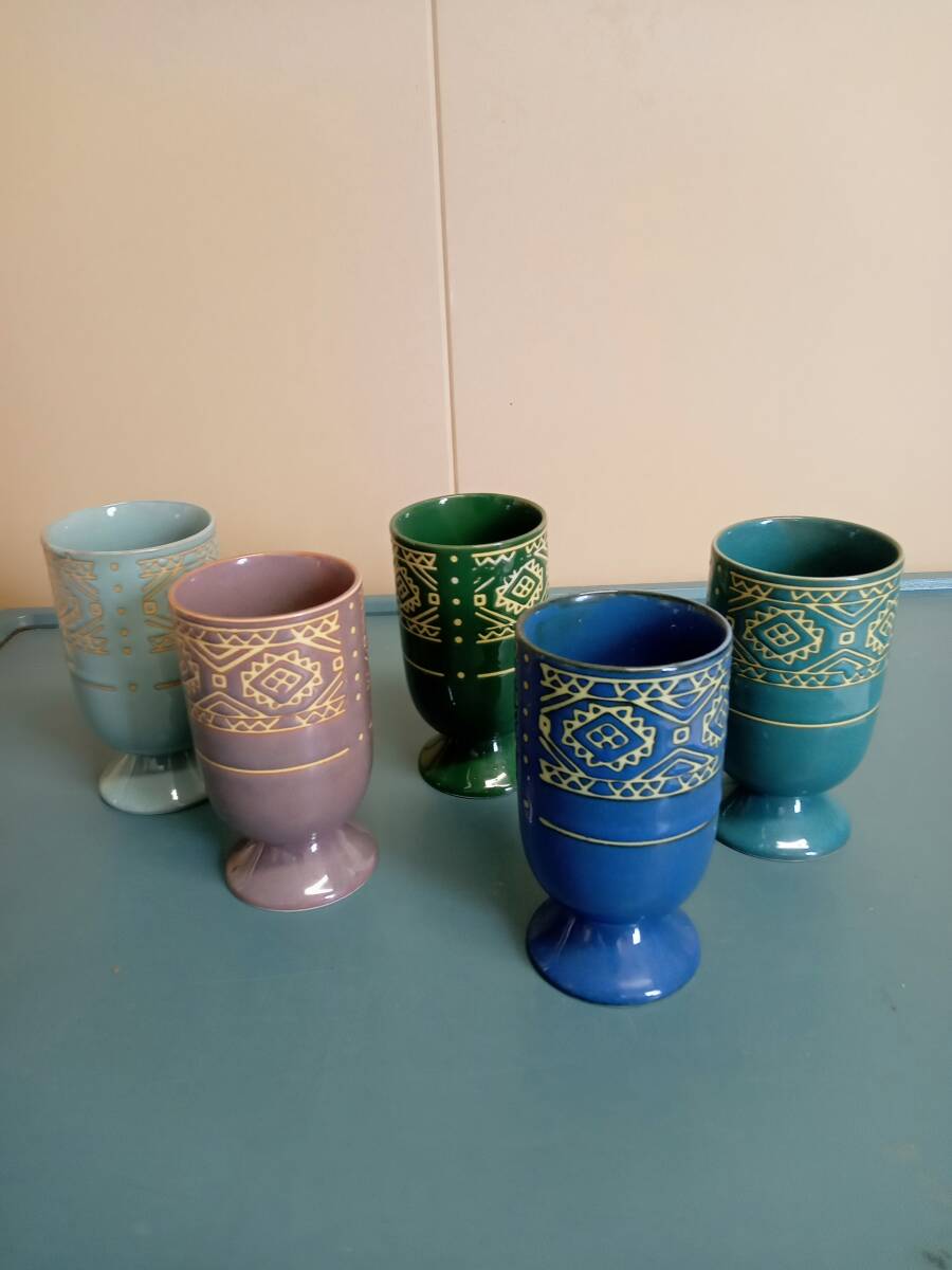 エスニック風　陶器グラス
