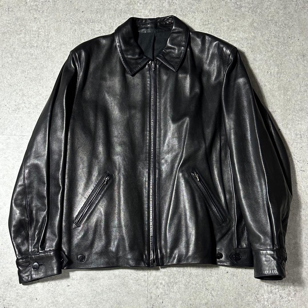 90s 美品 agnes b homme レザージャケット ブルゾン riri黒