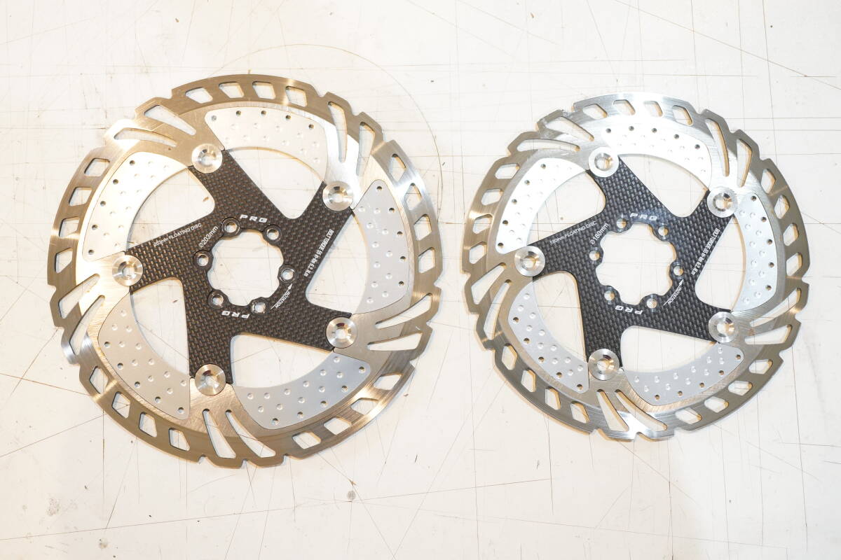 PRG 203mm 180mm 放熱フィン付き カーボン ラップ フローティング 6穴 ディスクブレーキ ローター MTB マウンテンバイク グラベルロード