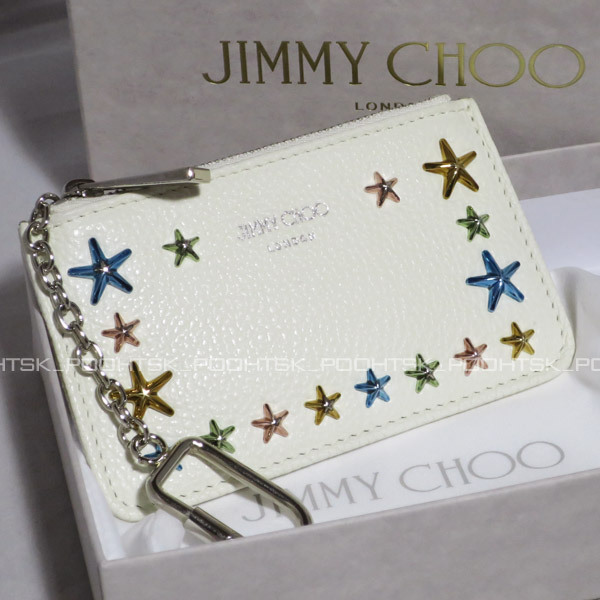 JIMMY CHOOジミーチュウNANCYレザー スタッデッド マルチ カラー メタル スター キーリング ウォレット カード コイン ケース小銭入れ 財布