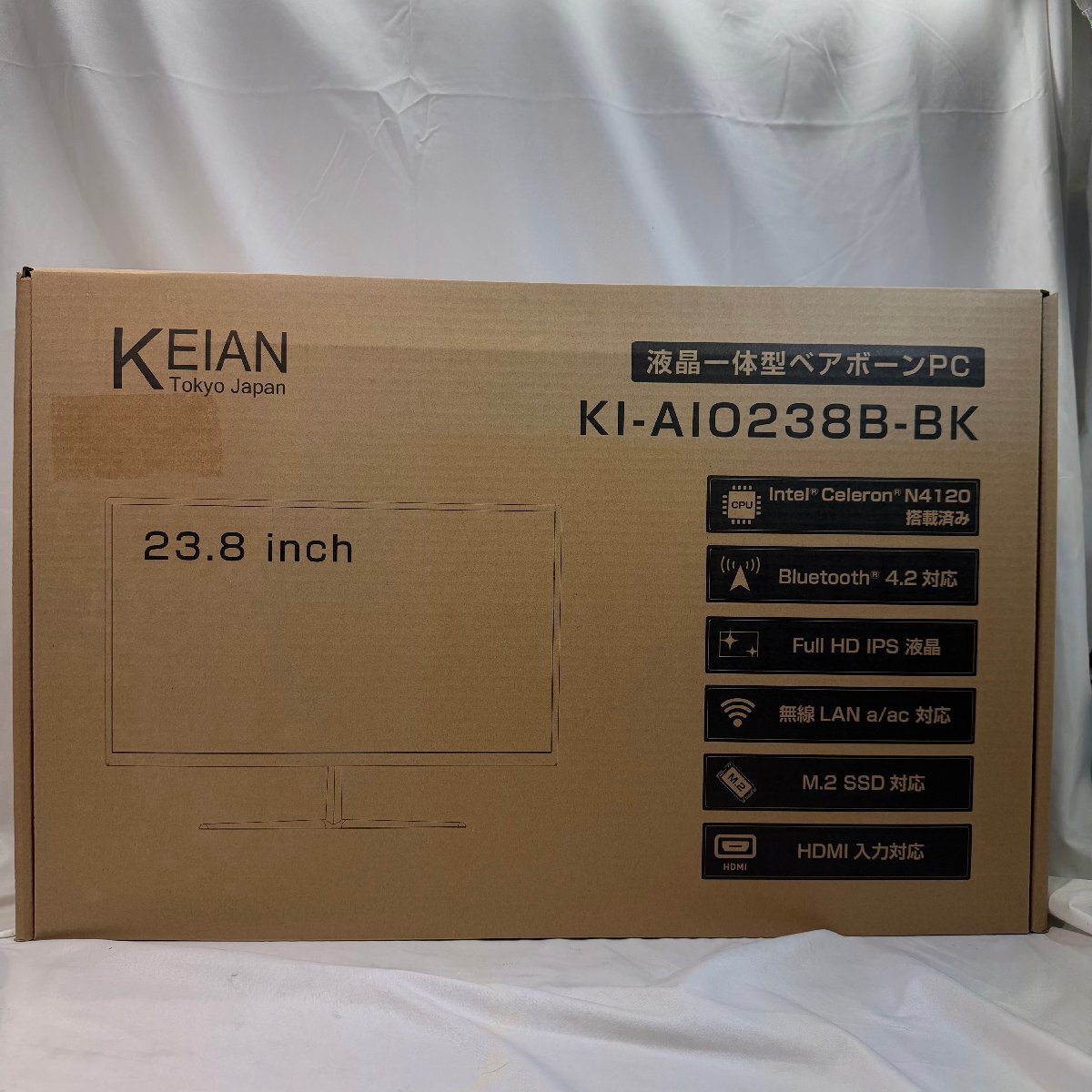 ◆A874 KEIAN 恵安 液晶一体型ベアボーンPC KI-AIO238B-BK Celeron N4120 Wifi Bluetooth HDMI 23.8インチ【未使用新品】