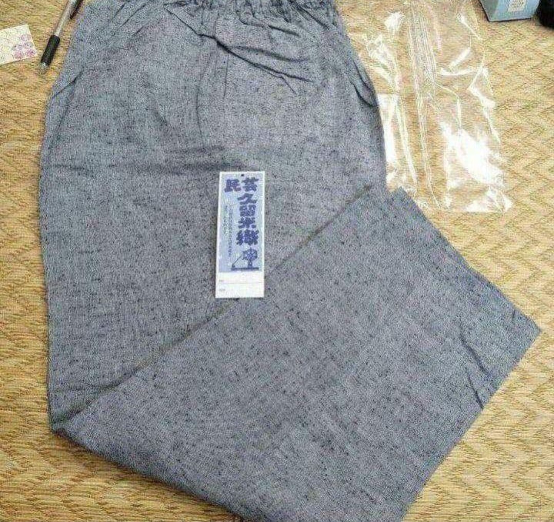 久留米紬織パンツ(グレー) 