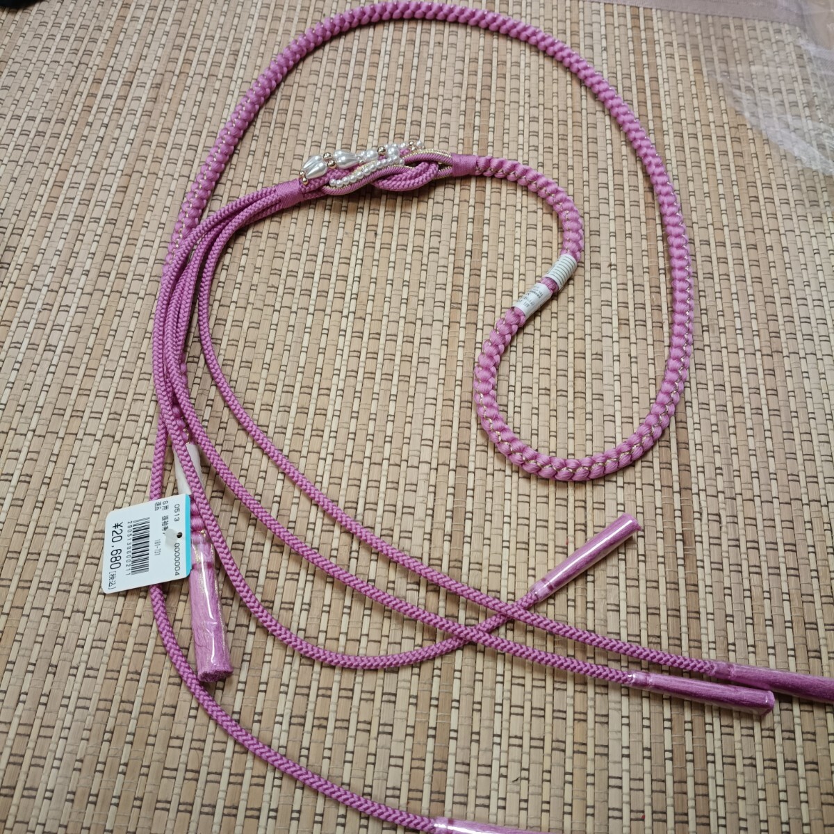 正絹飾り付帯締め(薄紫)